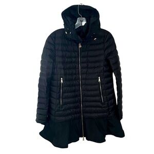MONCLER Daurade Black Puffer Peplum Down Hooded Jacket Medium Size 2  AUTHENTIC